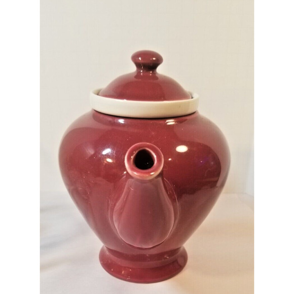 Vintage McCormick Tea Pot Teapot Burgundy Tea Strainer Insert Baltimore MD USA - Picture 2 of 9